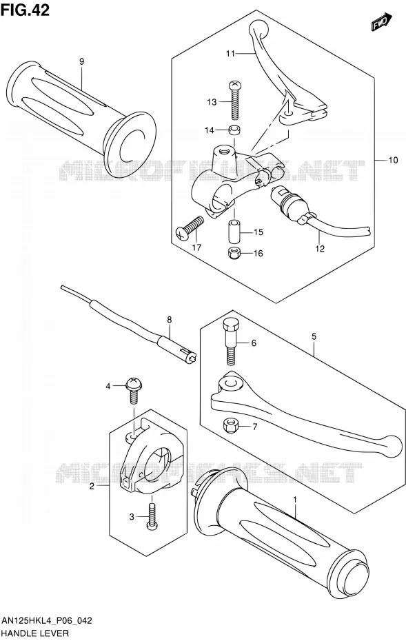 HANDGRIPS - LEVERS Suzuki SCOOTER 125 BURGMAN 2014  AN125HK L4 (P06)
