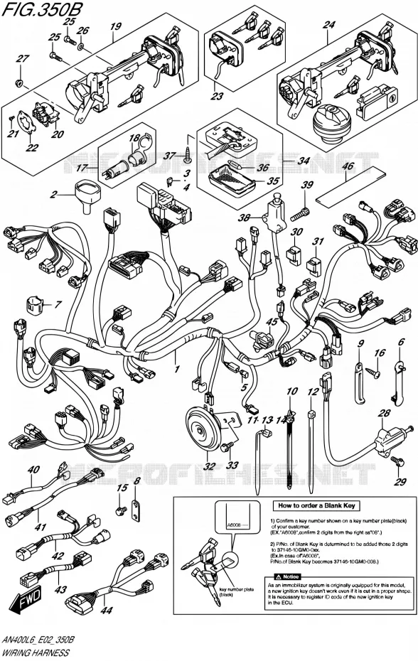 BEDRADING (AN400AL6 E02) Suzuki SCOOTER 400 BURGMAN 2016  AN400A L6 (E19)