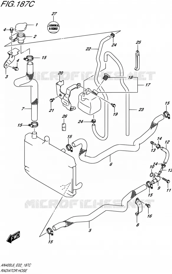 RADIATOR SLANG (AN400AL6 E19) Suzuki SCOOTER 400 BURGMAN 2016  AN400A L6 (E19)