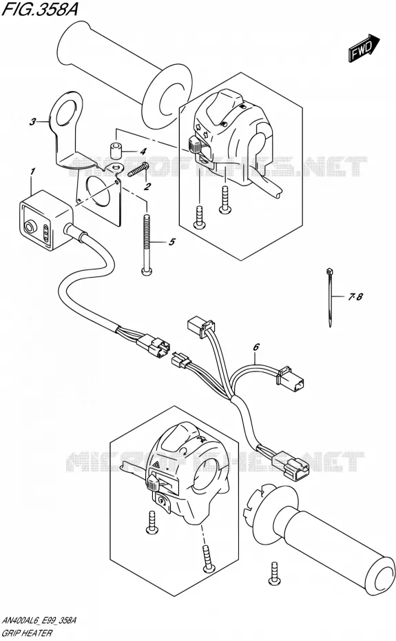 GRIP HEATER (AN400ZAL6 E99) Suzuki SCOOTER 400 BURGMAN 2016  AN400A L6 (E99)