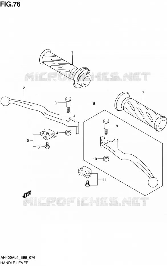 HANDGRIPS - LEVERS (AN400AL4 E99) Suzuki SCOOTER 400 BURGMAN 2014  AN400ZA L4 (E99)