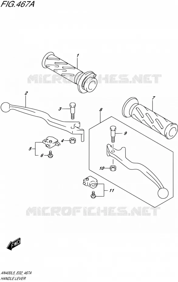 HANDGRIPS - LEVERS (AN400L5 E19) Suzuki SCOOTER 400 BURGMAN 2015  AN400ZA L5 (E19)