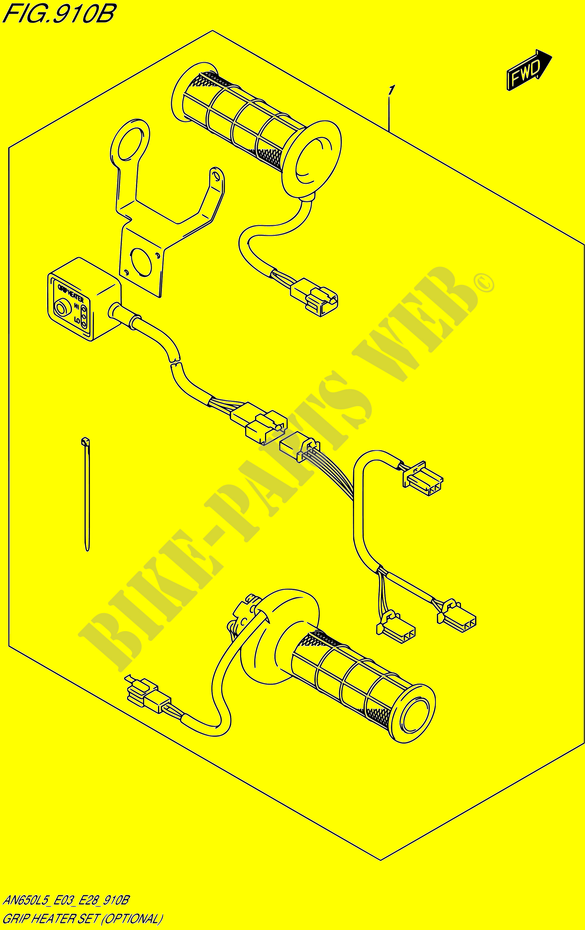 GRIP HEATER SET (OPTIONAL) (AN650L5 E33) voor Suzuki BURGMAN 650 2015