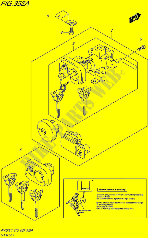 LOCK SET (AN650L5 E03) voor Suzuki BURGMAN 650 2015
