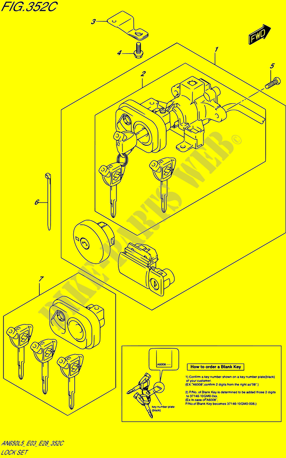LOCK SET (AN650ZL5 E28) voor Suzuki BURGMAN 650 2015