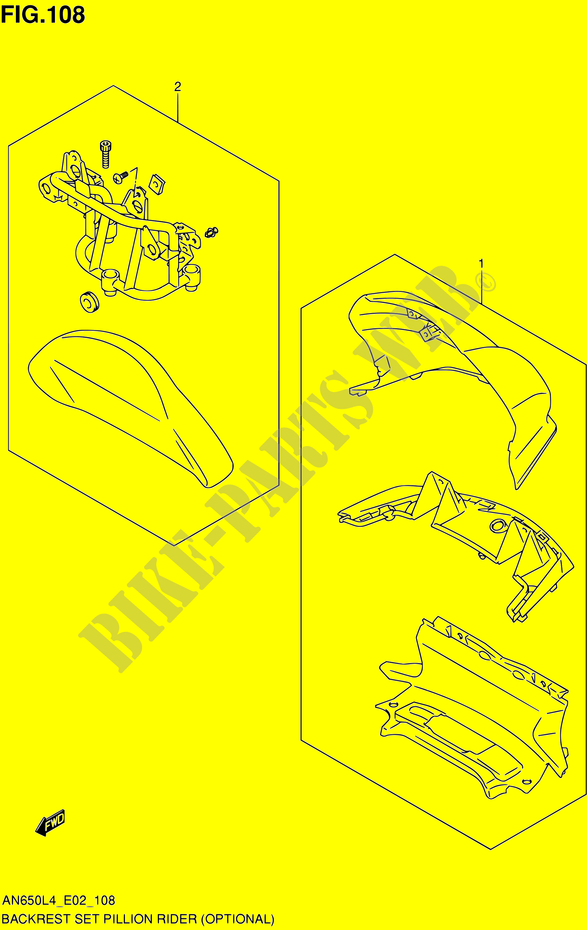 BACKREST (OPTIONAL) (AN650L4 E02) voor Suzuki BURGMAN 650 2014