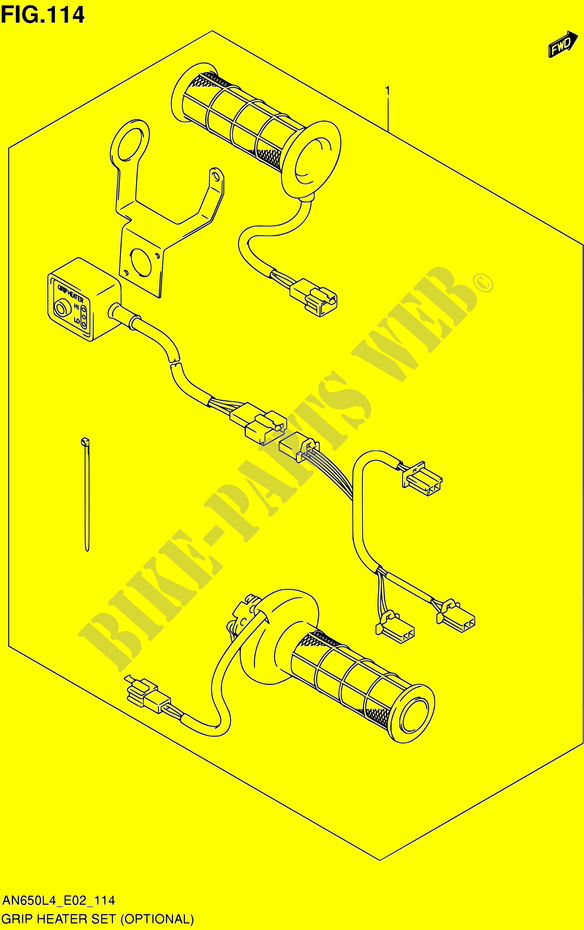 GRIP HEATER SET (OPTIONAL) (AN650L4 E02) voor Suzuki BURGMAN 650 2014
