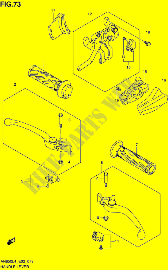 HANDGRIPS   LEVERS (AN650L4 E02) voor Suzuki BURGMAN 650 2014