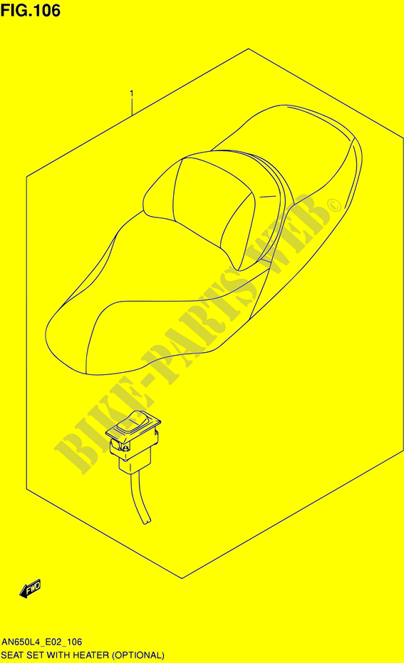 SEAT SET MET VERWARMING (OPTIONAL) (AN650L4 E02) voor Suzuki BURGMAN 650 2014