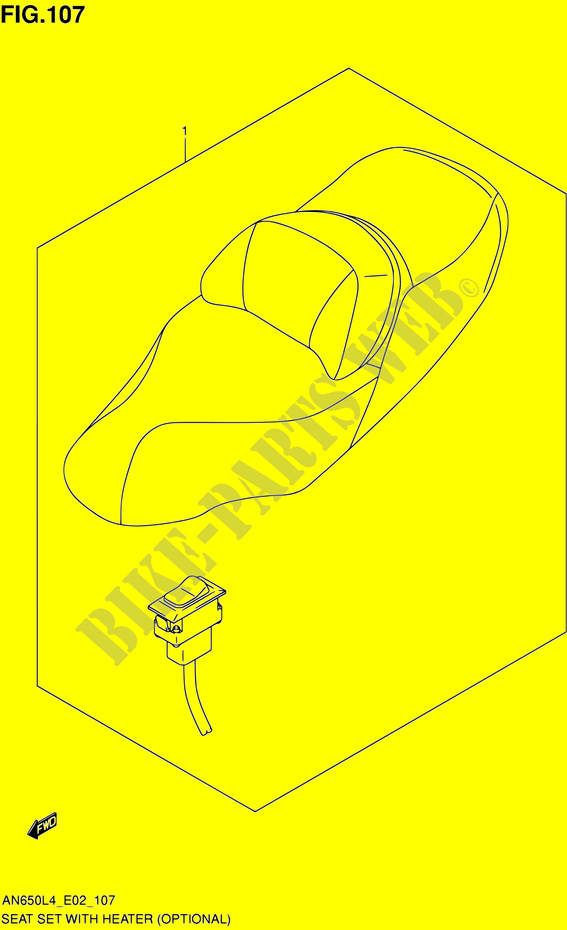 SEAT SET MET VERWARMING (OPTIONAL) (AN650L4 E19) voor Suzuki BURGMAN 650 2014