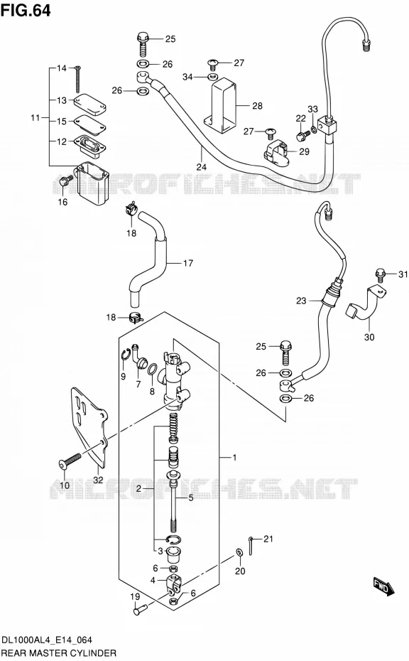 ACHTER HOOFDREMCILINDER Suzuki MOTO 1000 V-STROM 2014  DL1000A L4 (E14)