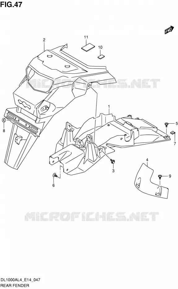ACHTERSPATBORD Suzuki MOTO 1000 V-STROM 2014  DL1000A L4 (E14)