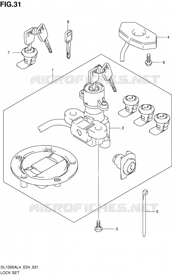 LOCK SET (FOR PANNIR CASE) Suzuki MOTO 1000 V-STROM 2014  DL1000A L4 (E24)