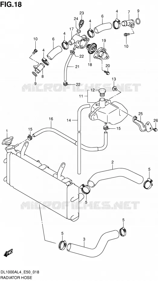 RADIATOR SLANG Suzuki MOTO 1000 V-STROM 2014  DL1000A L4 (E50)