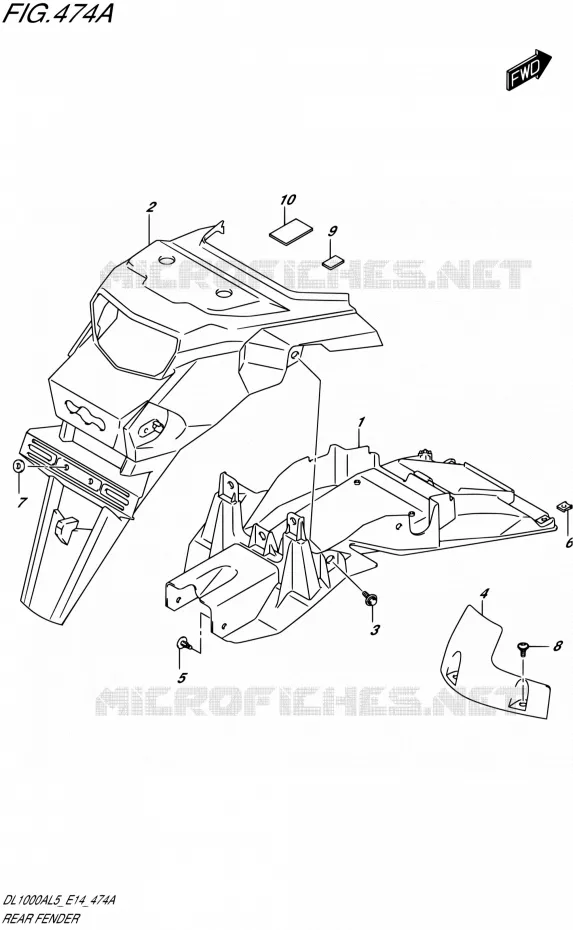 ACHTERSPATBORD Suzuki MOTO 1000 V-STROM 2015  DL1000A L5 (E14)