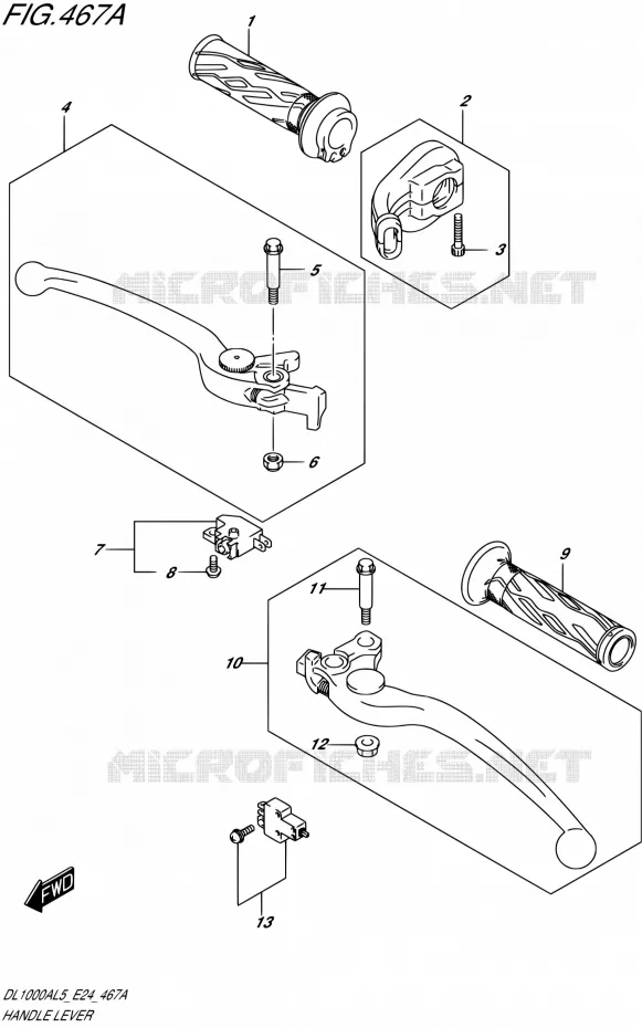 HANDGRIPS - LEVERS Suzuki MOTO 1000 V-STROM 2015  DL1000A L5 (E24)