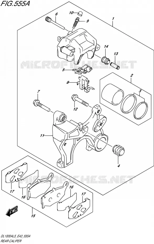 REAR CALIPER Suzuki MOTO 1000 V-STROM 2015  DL1000A L5 (E43)