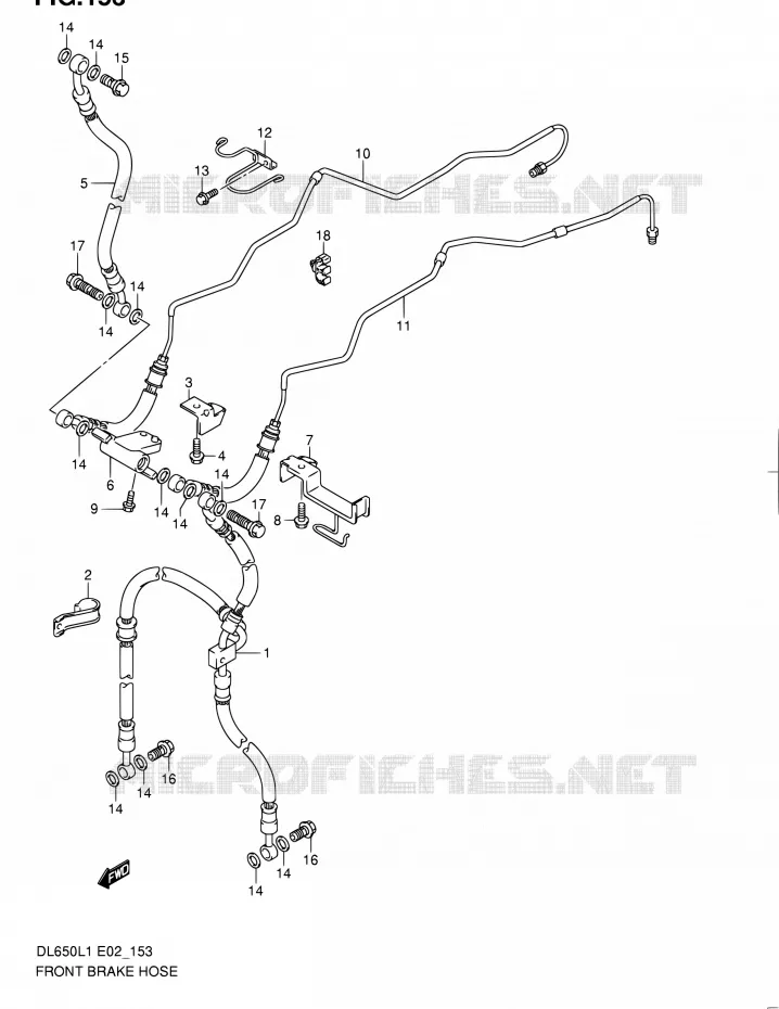 FRONT REMSLANG (DL650AL1 E02) Suzuki MOTO 650 V-STROM 2011  DL650A L1 (E02,E19,E24)
