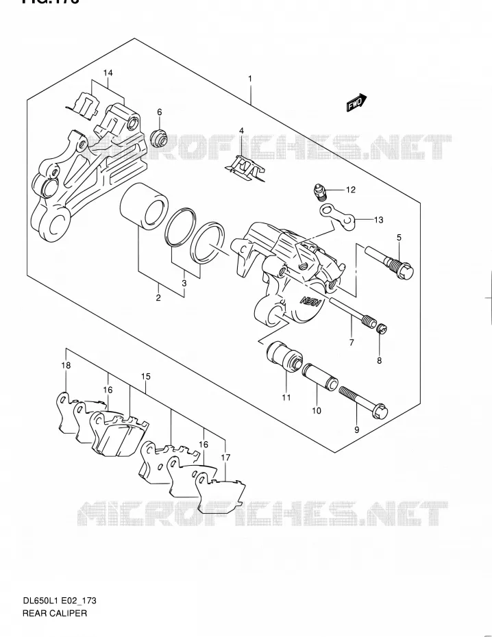 REAR CALIPER (DL650AL1 E19) Suzuki MOTO 650 V-STROM 2011  DL650A L1 (E02,E19,E24)