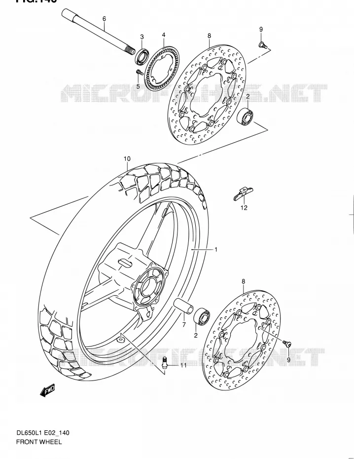 VOORWIEL (DL650AUEL1 E19) Suzuki MOTO 650 V-STROM 2011  DL650A L1 (E02,E19,E24)