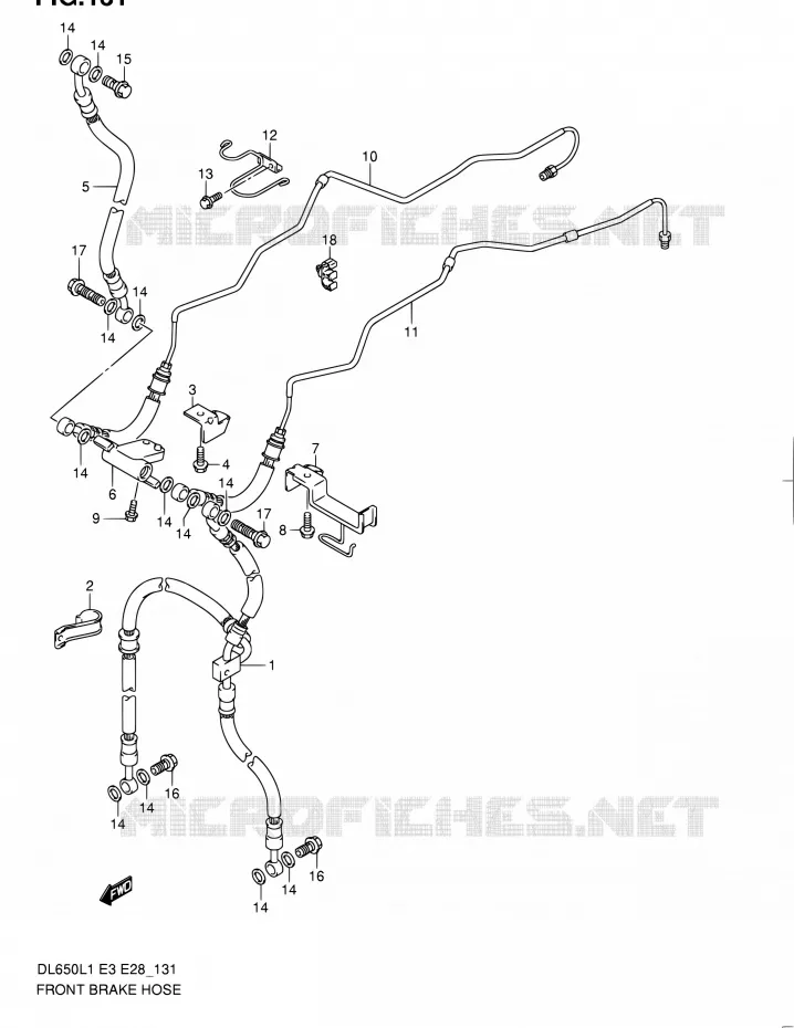 FRONT REMSLANG (DL650AL1 E03) Suzuki MOTO 650 V-STROM 2011  DL650A L1 (E03,E28,E33)