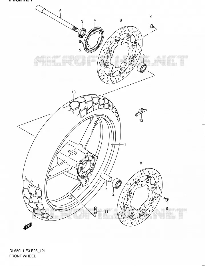VOORWIEL (DL650AL1 E03) Suzuki MOTO 650 V-STROM 2011  DL650A L1 (E03,E28,E33)
