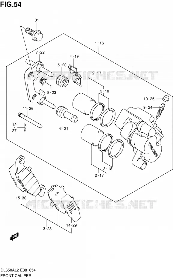 FRONT CALIPER Suzuki MOTO 650 V-STROM 2012  DL650A L2 (E38)