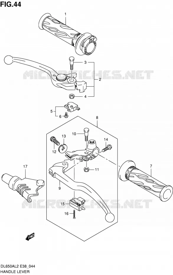 HANDGRIPS - LEVERS Suzuki MOTO 650 V-STROM 2012  DL650A L2 (E38)