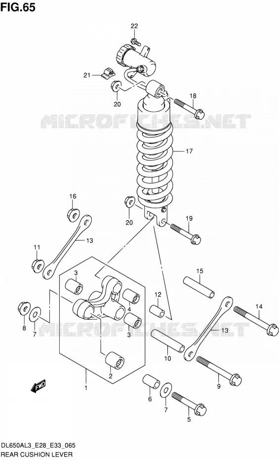 SCHOKBREKER AANEENSCHAKELING (DL650AL3 E28) Suzuki MOTO 650 V-STROM 2013  DL650A L3 (E03,E28,E33)