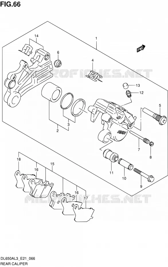 REAR CALIPER Suzuki MOTO 650 V-STROM 2013  DL650A L3 (E21)