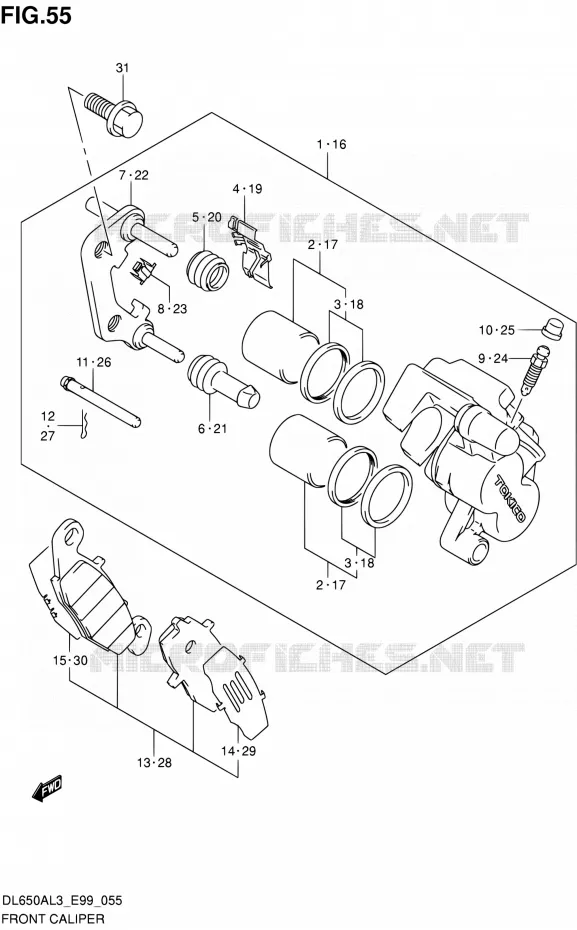 FRONT CALIPER Suzuki MOTO 650 V-STROM 2013  DL650A L3 (E99)
