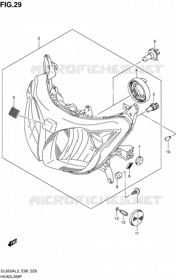 KOPLAMP (WITH REFLECTOR) Suzuki MOTO 650 V-STROM 2013  DL650A L3 (E99)