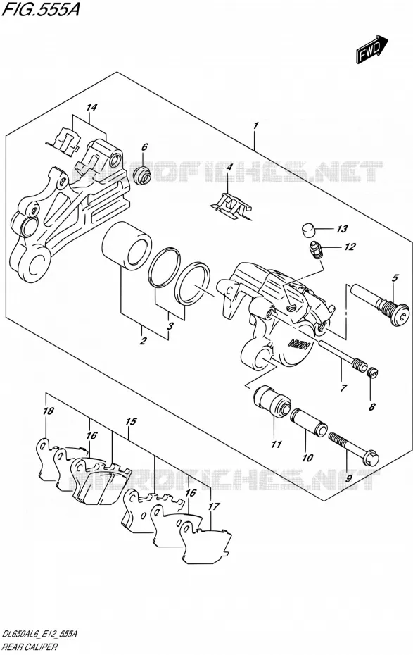 REAR CALIPER Suzuki MOTO 650 V-STROM 2016  DL650A L6 (E12)