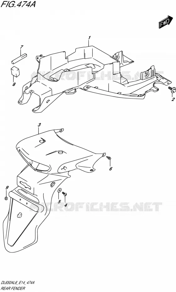 ACHTERSPATBORD Suzuki MOTO 650 V-STROM 2016  DL650A L6/DL650XA L6 (E14)