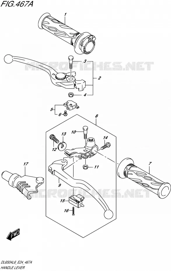 HANDGRIPS - LEVERS Suzuki MOTO 650 V-STROM 2016  DL650AUE L6/DL650XA L6/DL650XAUE L6 (E24)