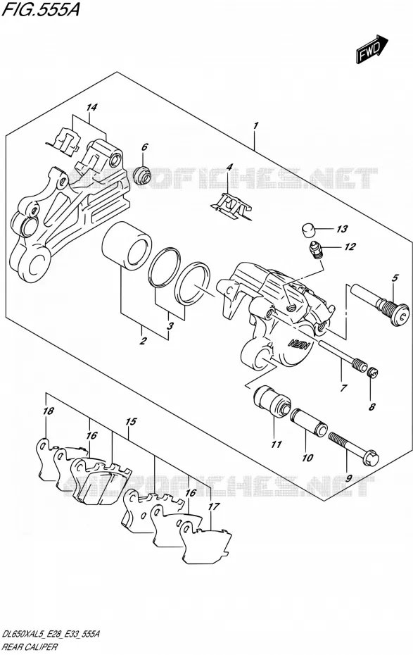REAR CALIPER Suzuki MOTO 650 V-STROM 2015  DL650XA L5 (E03,E28,E33)