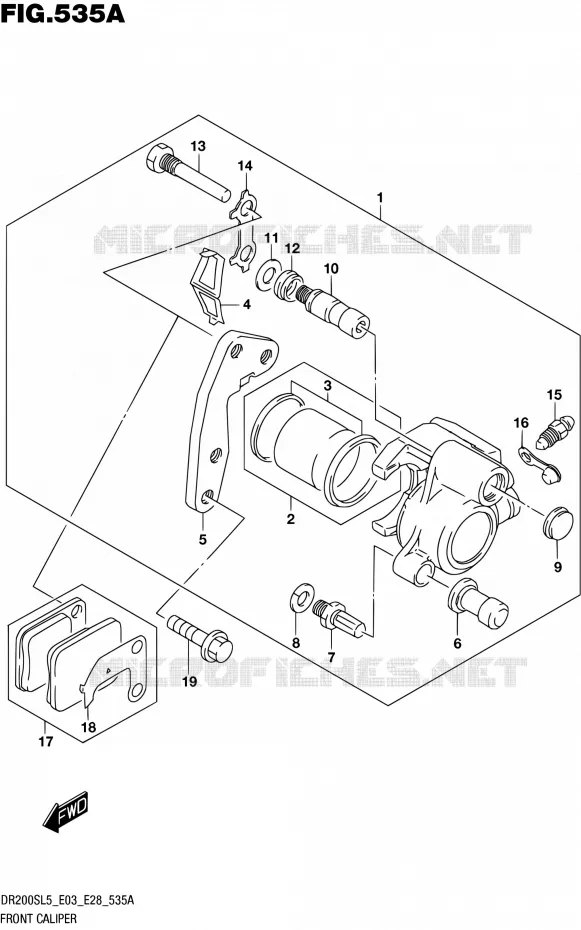 FRONT CALIPER Suzuki MOTO 200 DR 2015  DR200S L5 (E03,E28,E33)