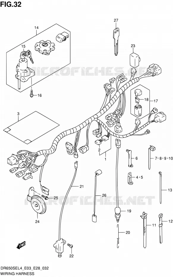 BEDRADING (DR650SEL4 E03) Suzuki MOTO 650 DR 2014  DR650SE L4 (E03,E28,E33)