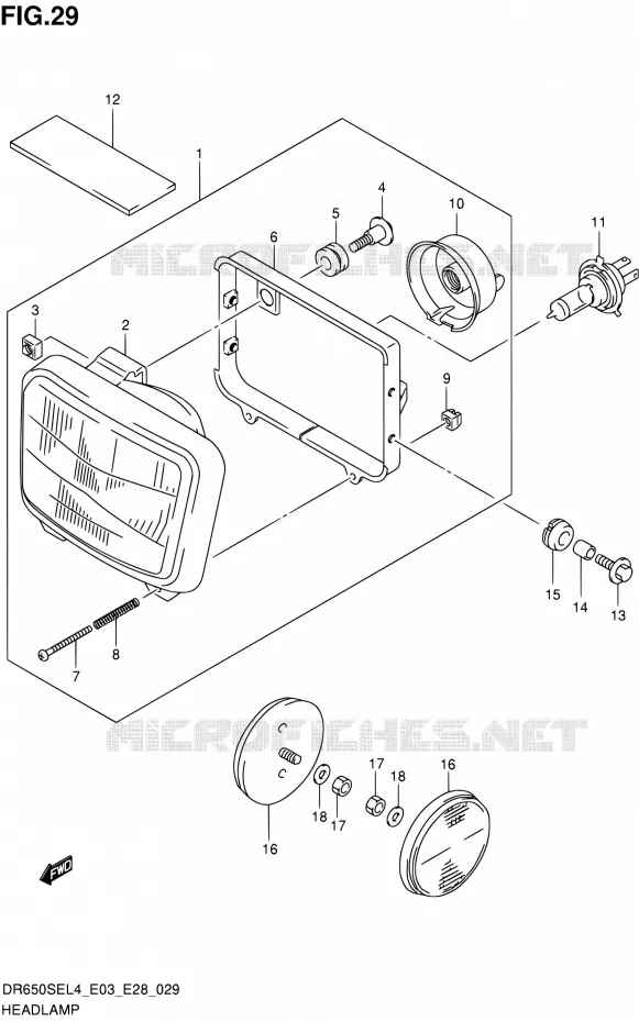 KOPLAMP Suzuki MOTO 650 DR 2014  DR650SE L4 (E03,E28,E33)