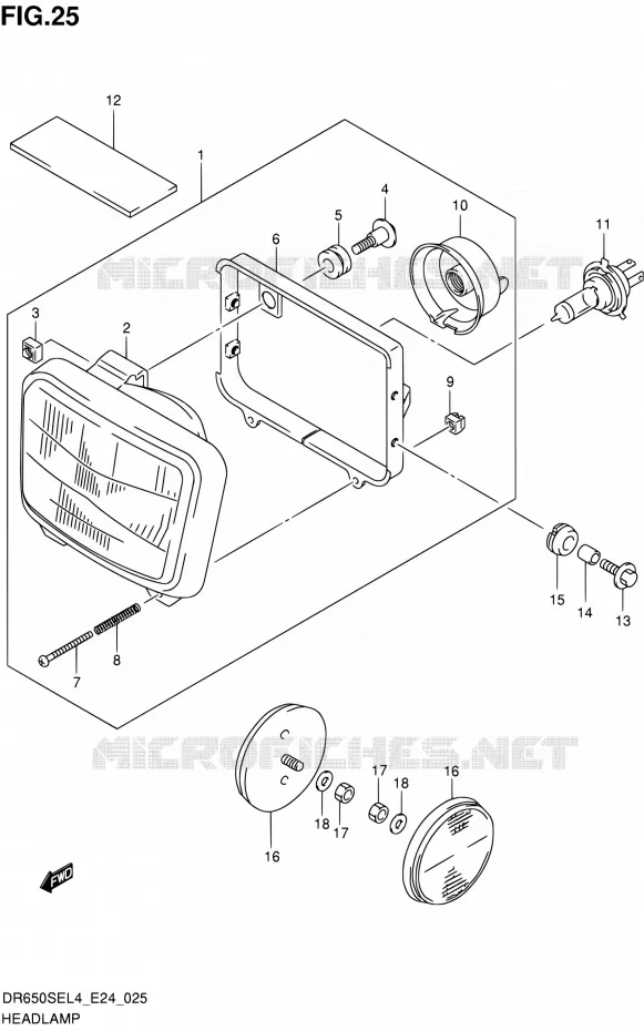 KOPLAMP Suzuki MOTO 650 DR 2014  DR650SE L4 (E24)