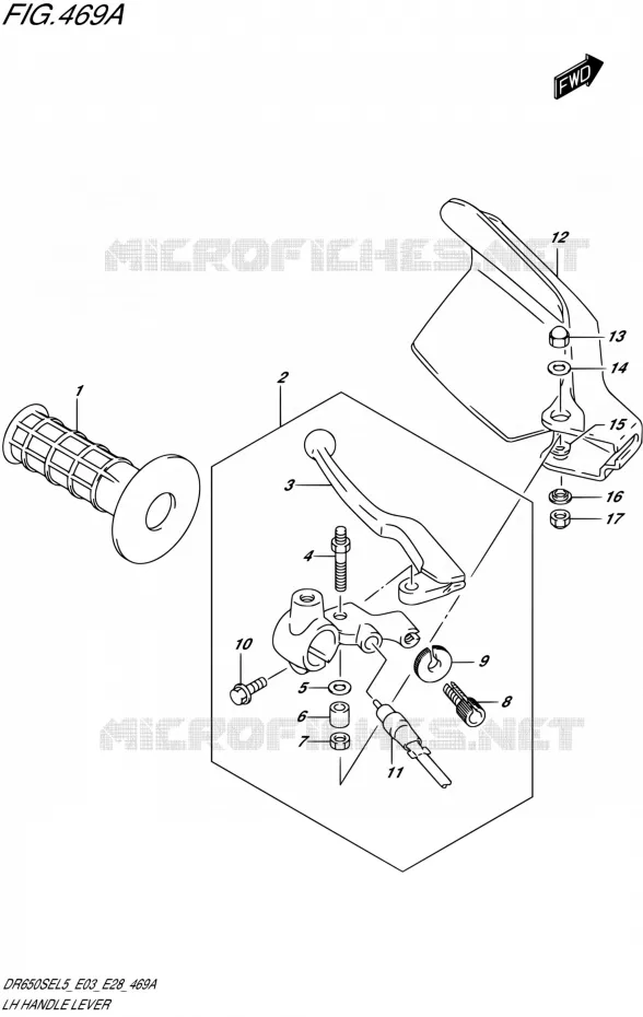 LINKER HENDEL - HANDGREEP Suzuki MOTO 650 DR 2015  DR650SE L5 (E03,E28,E33)