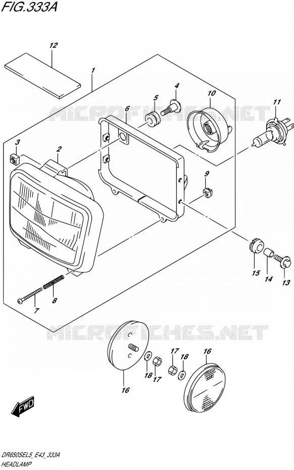 KOPLAMP Suzuki MOTO 650 DR 2015  DR650SE L5 (E43)