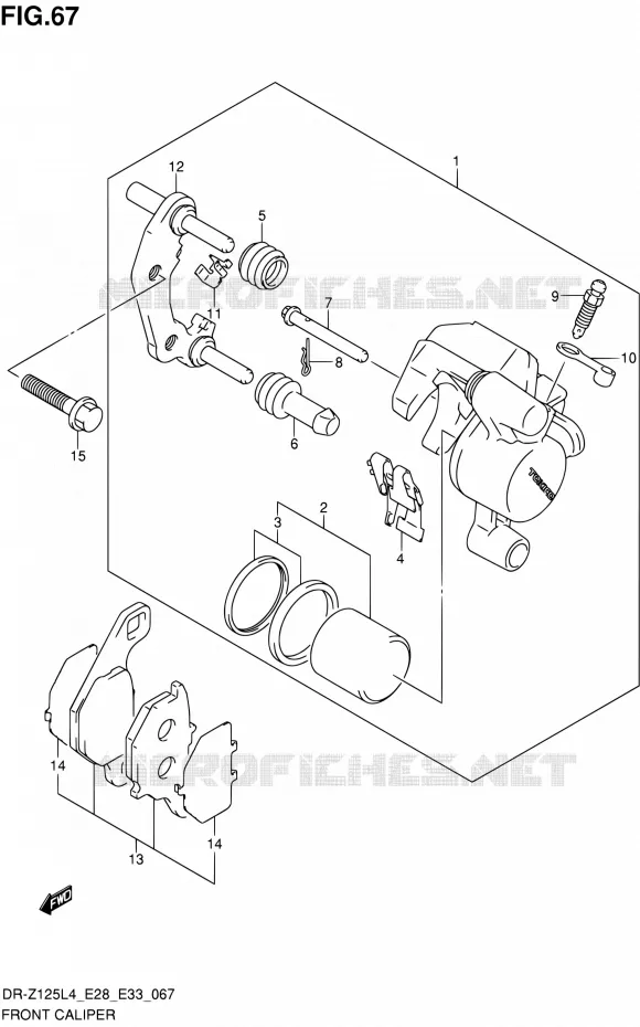 FRONT CALIPER (DR-Z125LL4 E33) Suzuki MOTO 125 DR-Z 2014  DR-Z125 L4