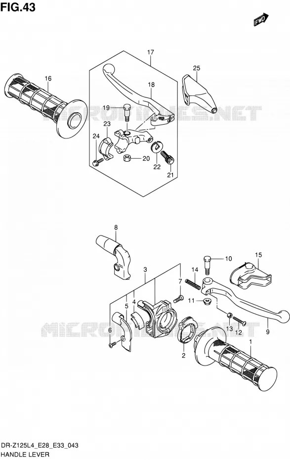 HANDGRIPS - LEVERS (DR-Z125LL4 E28) Suzuki MOTO 125 DR-Z 2014  DR-Z125 L4