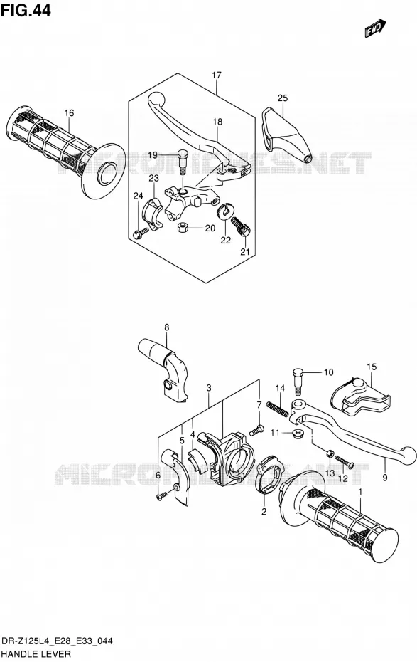 HANDGRIPS - LEVERS (DR-Z125LL4 E33) Suzuki MOTO 125 DR-Z 2014  DR-Z125 L4