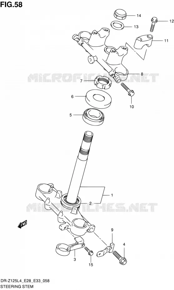 STUURKOLOM (DR-Z125L4 E28) Suzuki MOTO 125 DR-Z 2014  DR-Z125 L4