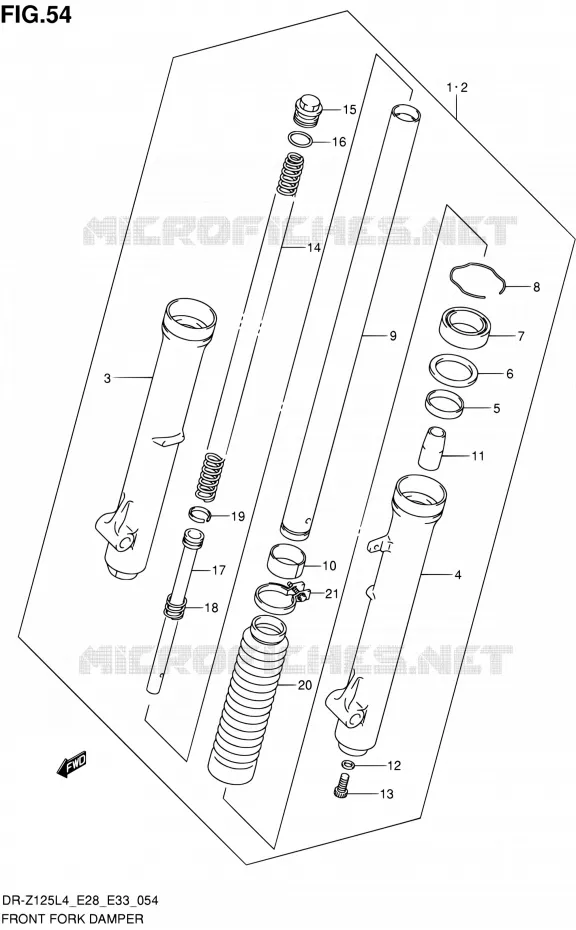 VOORVORK (DR-Z125L4 E28) Suzuki MOTO 125 DR-Z 2014  DR-Z125 L4