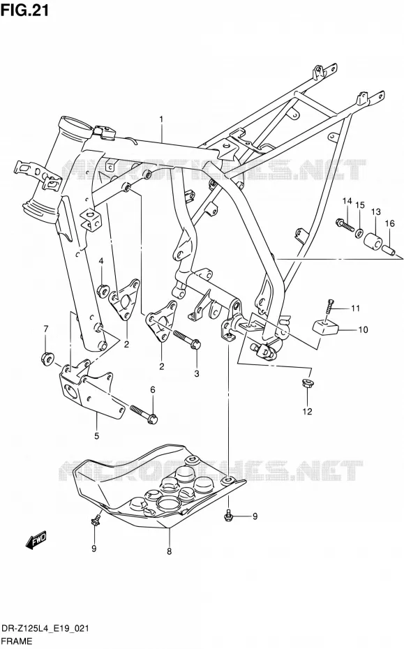 FRAME Suzuki MOTO 125 DR-Z 2014  DR-Z125L L4 (E19)