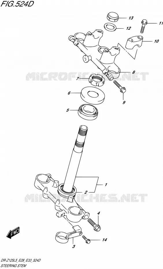 STUURKOLOM (DR-Z125LL5 E33) Suzuki MOTO 125 DR-Z 2015  DR-Z125L L5
