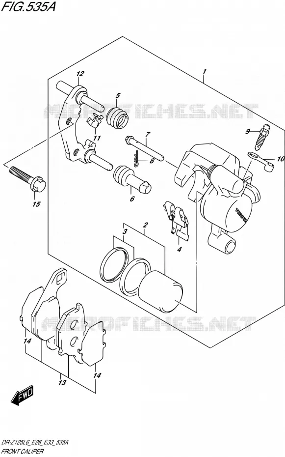 FRONT CALIPER (DR-Z125LL6 E28) Suzuki MOTO 125 DR-Z 2016  DR-Z125L L6 (E28,E33)
